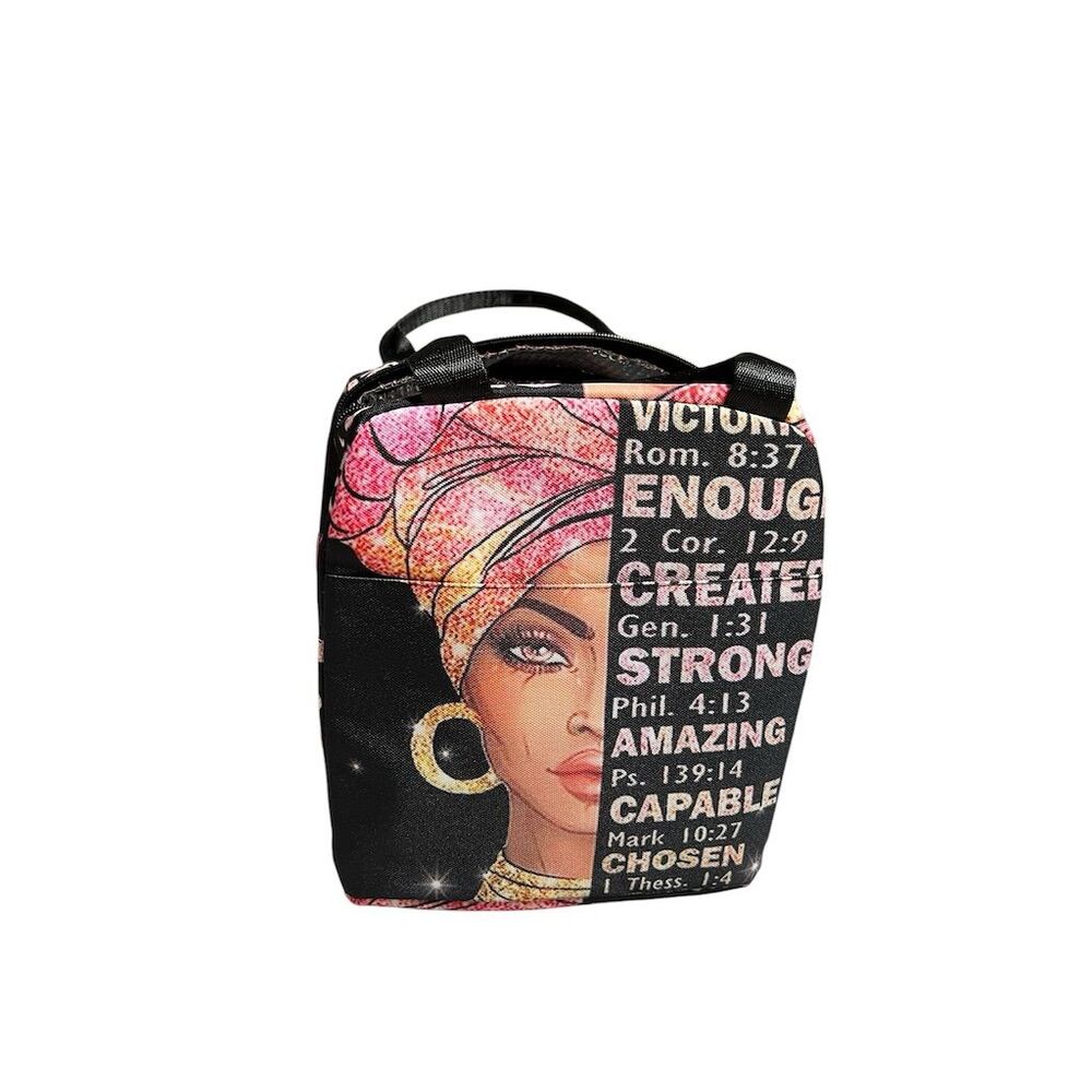 African Lady Insulated Lunch Bag Multicolor Empowering Theme - Picture 4 of 13